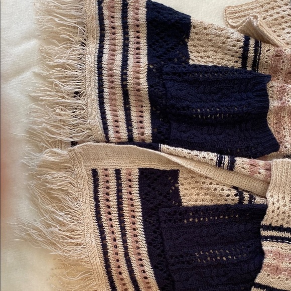 New Directions Cozy Blue and Cream Cardigan - Picture 10 of 13